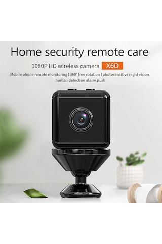 Geeksen Küçük Kare Mini Wifi İzleme Kamerası, 1080p Gündüz/gece Görüşü, Hareket Algılama, Uzak Erişim, Tf Kart Desteği, 1000mah Pil Siyah