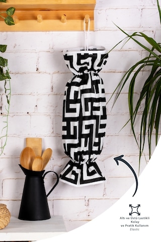 6 Parça Mutfak Seti & Mutfak Önlüğü , Fırın Eldiveni , 2li Tutacak , Organizer Poşetlik , Demlematiksiyah Labirent