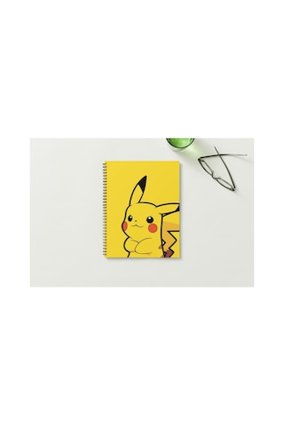Pikachu A5 Metal Spiralli Çizgisiz Karton Kapak Pikachu Defter Çok Renkli