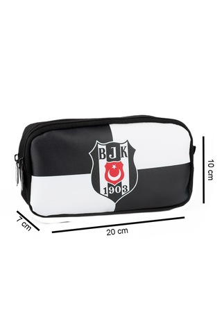 Beşiktaş 2 Bölmeli 1903 Logo Baskılı Suni Deri Anaokulu Çantası + Kalemlik Siyah