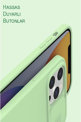 Apple Uyumlu iPhone 12 Pro Max Kapak Kamera Korumalı Sürgülü Renkli Silikon Kılıf