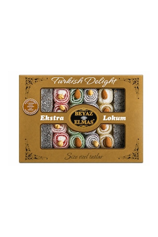 Beyaz Elmas Beyas Elmas Kare Cevizli Bademli Lokum 400 Gr - Glikoz İçermez - %100 Doğal Pancar Şekerinden Üretilmiştir