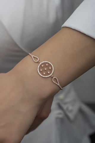 Nereze 925 Ayar Gümüş Kelepçe Model Yaşam Çiçeği Bileklik