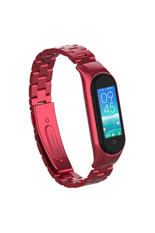 Xiaomi Mi Band 6 Uyumlu Krd-04 Metal Nrtk Kordon-kırmızı