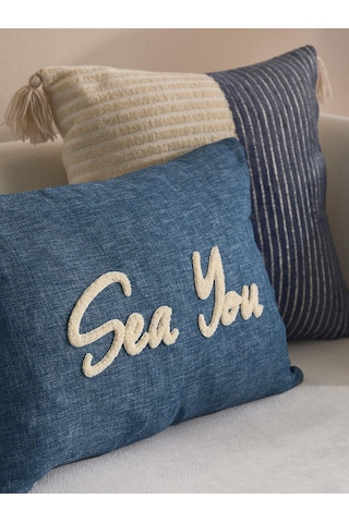 Sea You 4'lü Kırlent Kılıf Seti Mavi