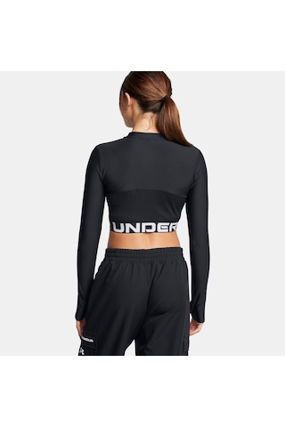 Under Armour Heat Gear Rib 1/4 Zipped Kadın Siyah Antrenman Üstü 1388692 Siyah