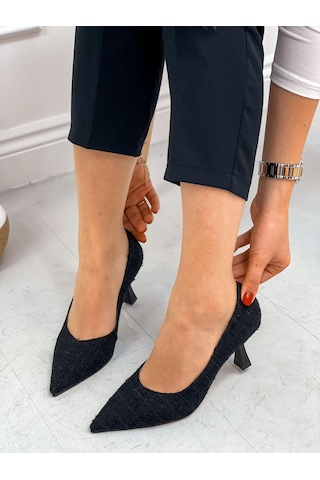Ervanın Butiği Siyah Tüvit Freda Kadın Stiletto-3862