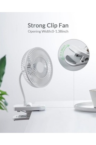 Klip Fan Taşınabilir Usb Arabası İle 4 Hızlar İle Sessiz Klip Mini Masa Fan 360 Dönebilen Pil Kumandalı Beyaz Fanlar Hstı6u Beyaz