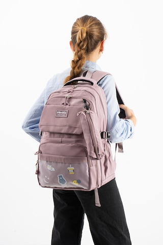 Ventis Qualty Okul Çantası Su Geçirmez Klinkır Kumaş Unisex Sırt Çantası Model 7d Pudra Pembe