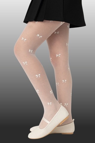 1'li Kız Çocuk İnce Kurdele Desenli Külotlu Çorap Pembe-1470 Pembe