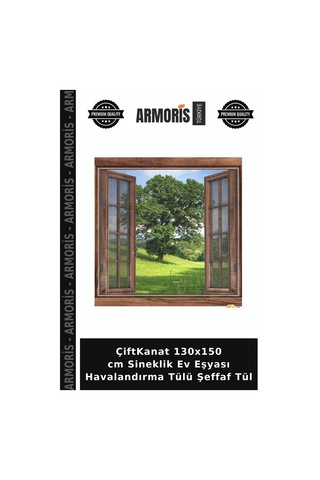 Çiftkanat 130x150 Cm Sineklik Ev Eşyası Havalandırma Tülü Şeffaf Tül