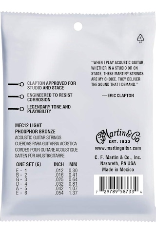 Martin Eric Clapton's Choice Akustik Gitar Teli 12-54