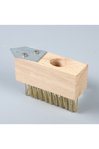 Geeroyoo Ahşap Uzun Saplı Bakır Kaplı Çelik Telle Yapılmış Çim Kaldırıcı Bahçe Fırçası - C Tipi Metal Renkli Çok Amaçlı Temizleme Aleti