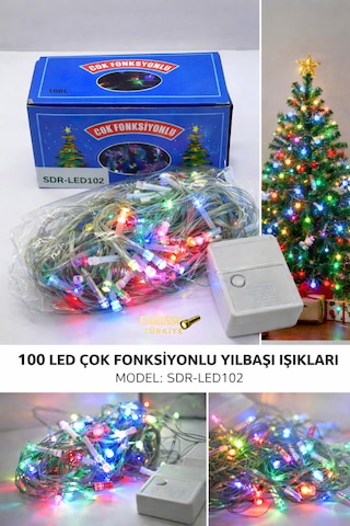 10 Metre 100 Led Çok Fonksiyonlu Yılbaşı Ağacı Ve Dekorasyon Işığı Renkli