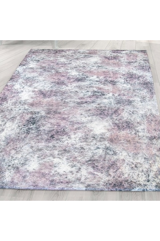 Nur Home Pudra-Gri Süngerli Kadife Lastikli Halı Örtüsü, Nrh-62 Çok Renkli