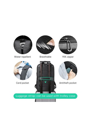 Mark Ryden MR9116 15.6" Kilitli USB Portlu Laptop Sırt Çantası Siyah