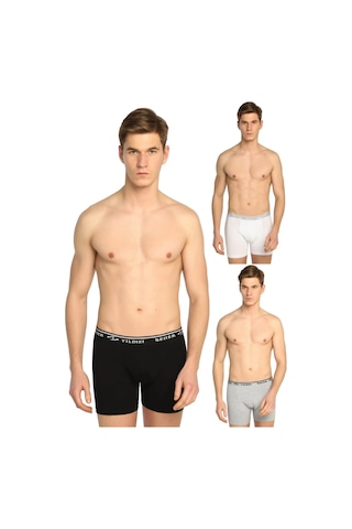 Seher Yıldızı Seher Yıldız 3'Lü Paket Gri Lycra Erkek Boxer