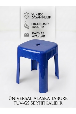 Mavi, Plastik Alaska Model Sağlam Tabure 36x36x46cm