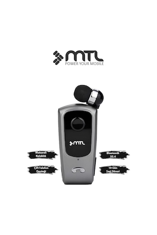 Yaka Klipsli Mono Makaralı Bluetooth Kulaklık Çift Telefon Destekli Mt920 Yaka Klipsli Mono Makaralı Bluetooth Kulaklık Çift Telefon Destekli Mt920
