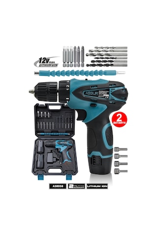 Assur ASR058-02-02-03 12V Çift Akü Şarjlı Matkap Akülü Vidalama - 2426