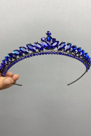 FdayAksesuar Gelin Saç Aksesuarı Saks Mavi Ece Model Ince Gelin Kına Tacı FRDY31648