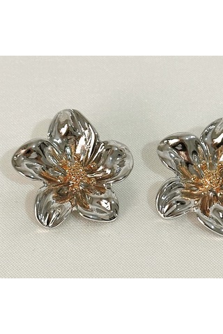 Flower Silver-gold Çelik Küpe Gold