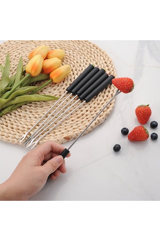 Mufunye 6'lı Paslanmaz Çelik Çatal Seti: Peynir, Meyve, Tatlı Ve Çikolata Servisi İçin Plastik Kollü Pratik Çatal Diğer