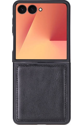 Bloomcase Flex Obsidian Black Hakiki Deri Samsung Galaxy Uyumlu Z Flip 7 Kılıf 6.9"-4.1" Siyah