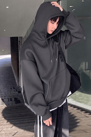 Genius Store Erkek Sweatshirt Kanguru Cepli İçi Polarlı 3 İplik Kapüşonlu Oversize Sweatshirt Kanguru-sweatshırt Füme