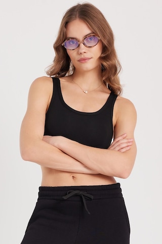 Tudors Kadın Slim Fit Dar Kesim İnce Askılı Kare Yaka Siyah Crop-37922 SIYAH