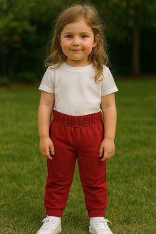 Kız Çocuk %100 Pamuk Beli Ve Paçası Lastikli Eşofman Altı - Bordo 3-4 Yaş 8-9 Yaş Bordo