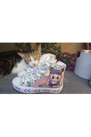 Scarpe Magiche Labubu Bilekli Sneaker 31-35 Numara Arası Işıksızdır Gümüş