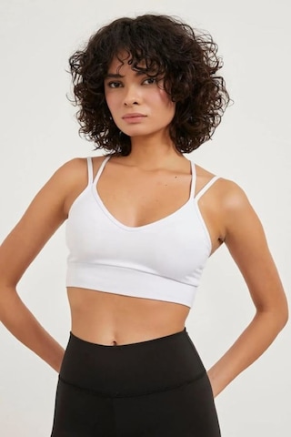 Sırt Çapraz Askılı Crop Bluz - S504566 Beyaz