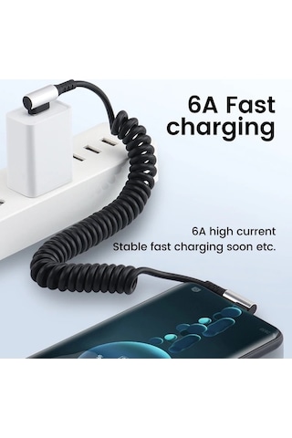 Tongxida Olaf 6a Usb Tip C Veri Kablosu, 90 Derece Elbow, Araba Bahar Pd Hızlı Şarj, 1.6m, C To C, Çevik Kablo