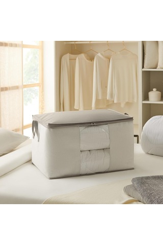 Ayrex Ocean Home Textile Büyük Boy Pvc Pencereli Gri Çizgili Stuff & Things Hurç 60 X 43 X 35 Cm Genel