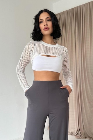 Modaserdem Füme Pensli Lastik Detaylı Pantolon Füme