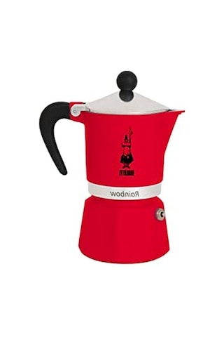 Bialetti - Rainbow: 1 Cup Ocak Üstü Espresso Pişirici - 60ml - Kırmızı Renk - Alüminyum Gövde - Patentli Güvenlik Valfi - Tüm Ocak Türleri İçin Uygundur İndüksiyon Hariç Enerji Sınıfı A+