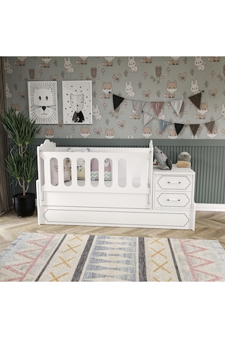 Hayal Modern Büyüyen Beşik Beyaz - Tamamı 1. Kalite Mdf Beyaz