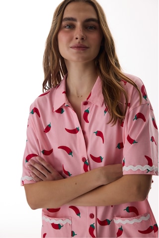 Penti Pembe Just Chill Gömlek Pantolon Pijama Takımı Pembe