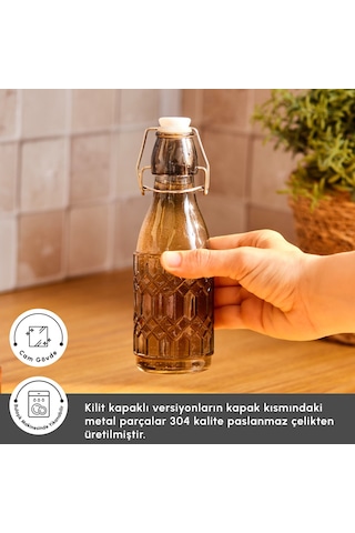 Karaca Storica Kilit Kapaklı Cam Yağ Şişesi 250 Ml Gri