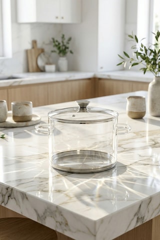 Pureglass Isıya Dayanıklı Cam Tencere - 20 Cm - 4.5 L Şeffaf