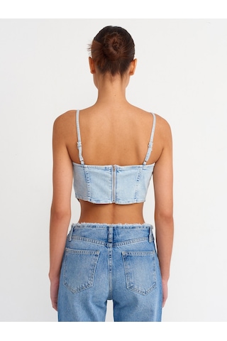 Dilvin Kar Yıkama Denim Top-mavi Mavi