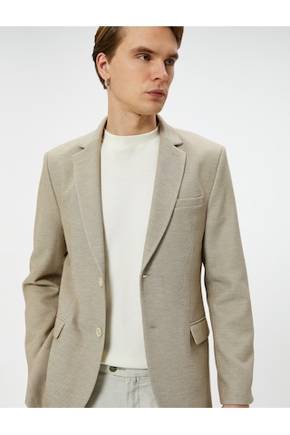 Koton Blazer Ceket Slim Fit Düğmeli Cep Detaylı Bej 5wam50003hk Ekru