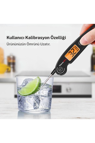 Thermopro TP605B Katlanabilir Problu Profesyonel Gıda Pişirme Termometresi-Siyah
