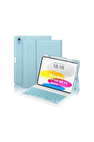Huawei Matepad Se 11 Inç 2024 Klavyeli Kılıf Q Türkçe Kalem Bölmeli Bluetooth Özellik Standlı