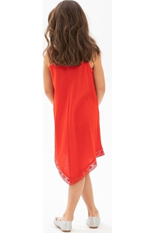 Çağla Şile Bezi Kız Çocuk Elbise Kırmızı Krmz