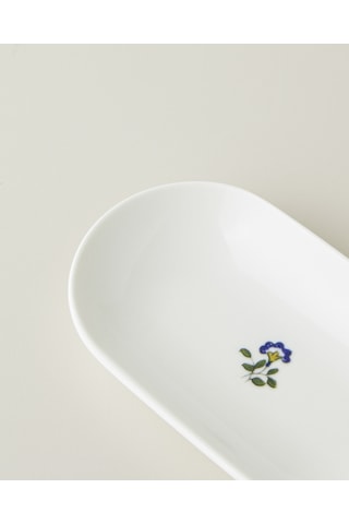 English Home Talavera Garden Porselen Kayık Tabak 15 Cm Beyaz - Lacivert