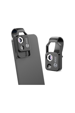 Apexel 200x Büyütmeli Mobil Mikroskop Telefon Lensi Led Işıklı Portatif Tak Çalıştır Polarize Filtreli