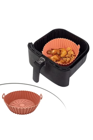 Renkli Isıya Dayanıklı Yıkanılabilir Silikon Fırın Ve Airfryer Yuvarlak Model Pişirme Matı 20 Cm 56
