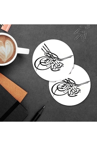 Osmanlı Tuğra Tasarımlı Mdf İkili Bardak Altlığı